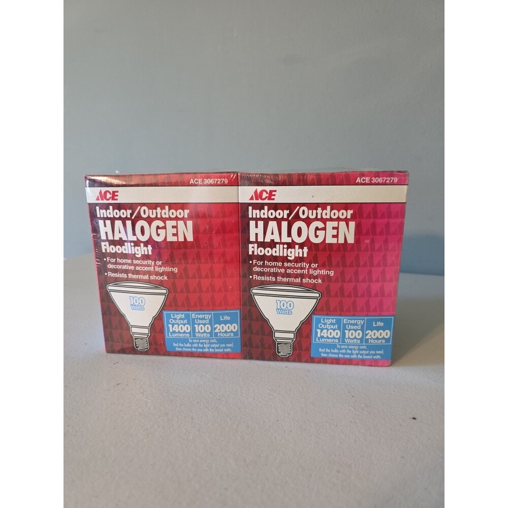 2 Pack Ace Halogen Floodlight Bulbs 100W 1400 Lumens Indoor/Outdoor 3067279
